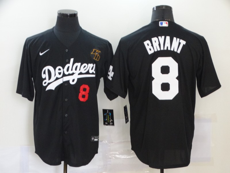 Men's Los Angeles Dodgers #8 Kobe Bryant Black NBA 2020 KB Patch Cool Base Stitched Jersey